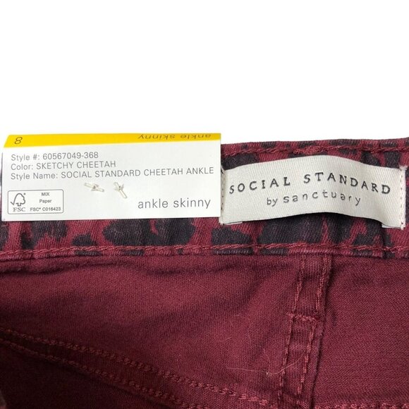 Social Standard by Sanctuary NWT Red Cheetah Mid Rise Ankle Skinny Pants Size 8 - Picture 3 of 12